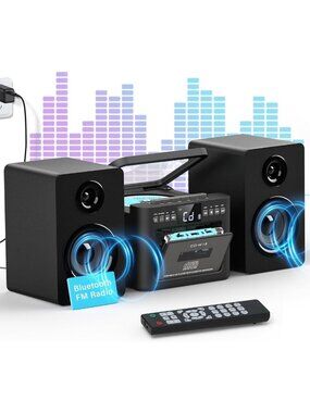 Home Stereo System with Boombox, CD & Cassette Player Combo - Retro Sound